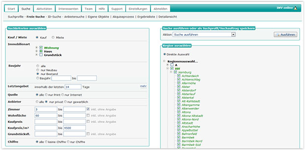 Screenshot: Freie Immobilien Suche
